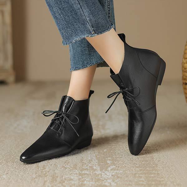 Women's Flat Vintage Lace-Up Ankle Boots 54673046C