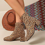 Women's Fashionable Leopard Print Stretch Ankle Boots 53413669C