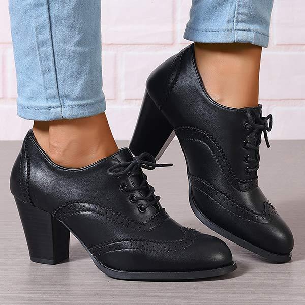 Women's Block Heel Lace-Up Fashion Shoes 05532375C