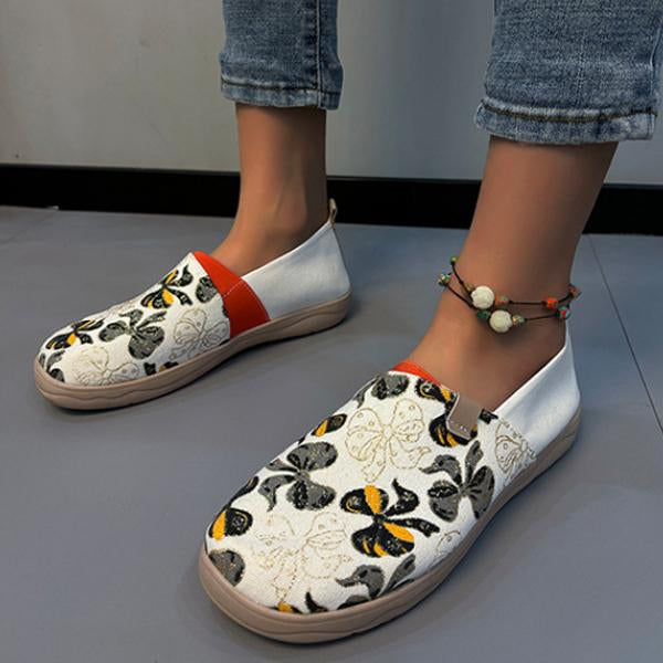 Women's Retro Ethnic Style Flower Slip-On Flat Shoes 59315425S