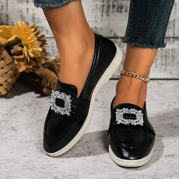 Women's Rhinestone Square Buckle Loafers 93516077C