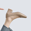 Women's Elegant Nude Square Toe Chunky Heels 63486141C