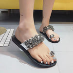 Women's Casual Sequined Toe Ring Flat Slippers 40595766S