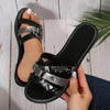 Women's Fashion Snake Pattern Stud Flat Slippers 37823483S