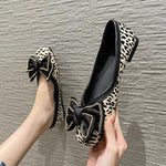 Women's Casual Leopard Print Bow Chain Flats 26248242S