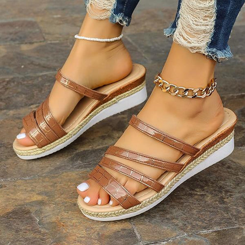 Women's Fashionable Cross Wedge Sandals 37372682S