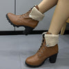 Women's Casual Lace Lapel Chunk Heel Ankle Boots 13558012S