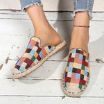 Women's Casual Color Plaid Woven Half Slippers 44314000S