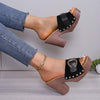 Women's High Heel Chunky Heel Sandals with Buckled Leather Straps 27510854C