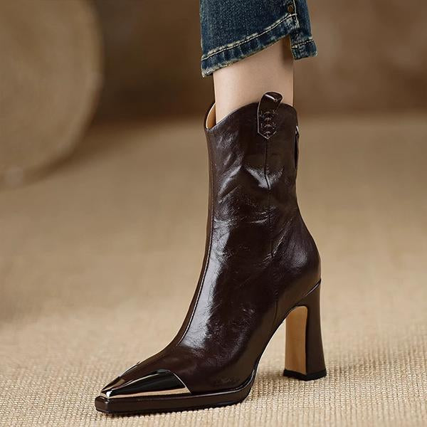 Women's Fashion Pointed Toe Chunky Heel Ankle Boots 52351338S