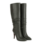 Women's Pointed Toe Ruched Knee-High Boots 80757483C