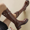 Women's Retro Thick Sole Back Zipper Knee-High Boots 70560999S