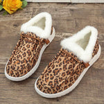 Women's Leopard Print Flat Pull-On Fleece-lined Snow Boots 27944505C