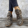 Women's Pointed Toe Square Heel Leopard Print Ankle Boots 77834388C