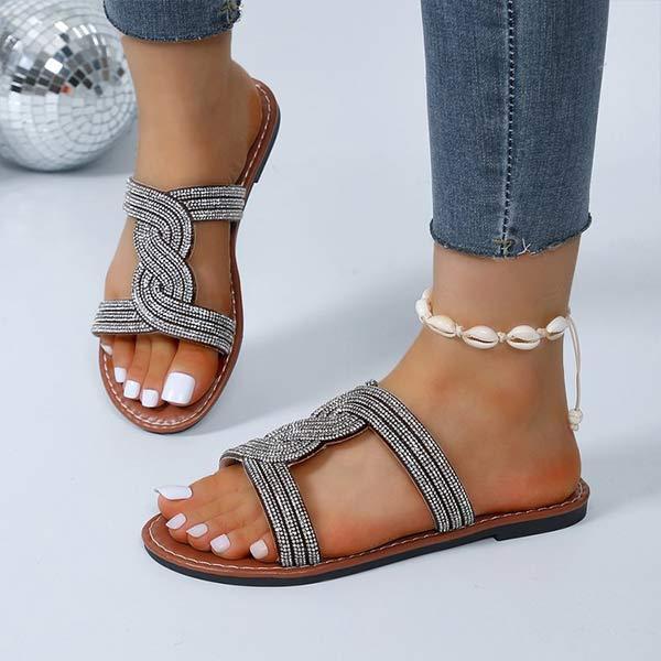Women's Fashion Rhinestone Slide Sandals 87418074C