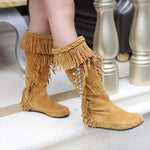 Women's Vintage Tassel Knee-High Boots 78225513C