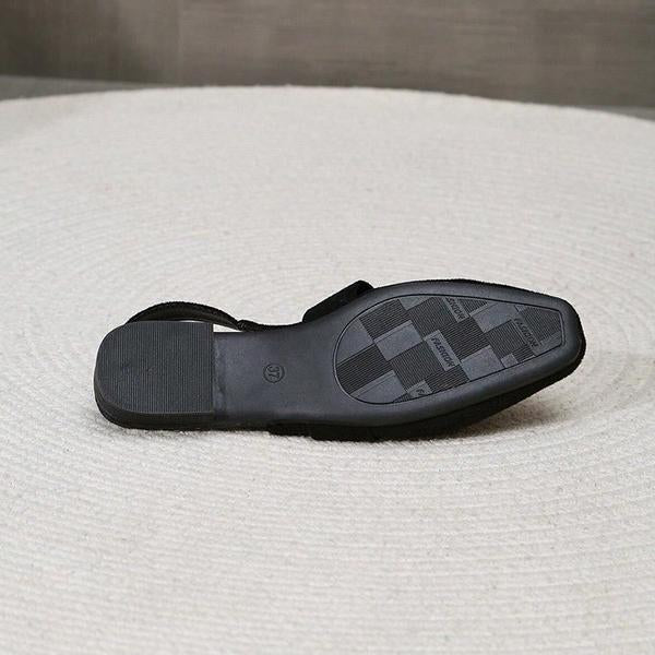 Women's Casual Black Buckled Flat Sandals 92438639S