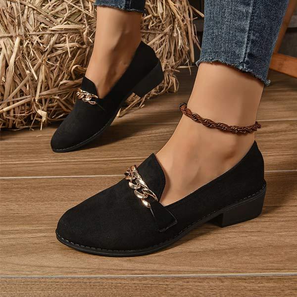 Women's Suede Loafers Low-Heel Flats 93498407C