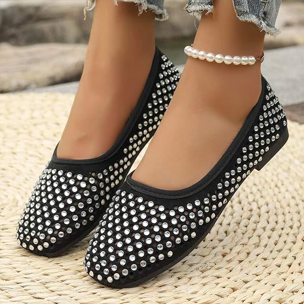 Women's Rhinestone Decorated Flat Casual Shoes 88192313C