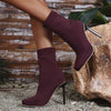 Women's Pointed Toe Stretch High-Heeled Sock Boots 38962200C