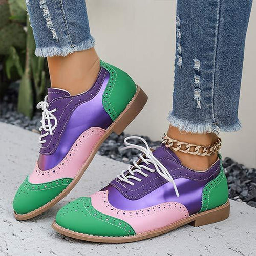 Women's Color-Block Flat Vintage Shoes 39361859C