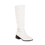 Women's Fashion Chunky Heel Buckle Knee-High Boots 61649720S