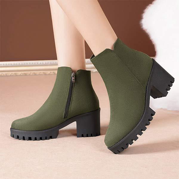 Women's Round-Toe Chunky High Heel Chelsea Boots with Thick Sole 04729725C