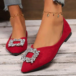 Women's Buckle Rhinestone Pointed Toe Pumps 60096403C