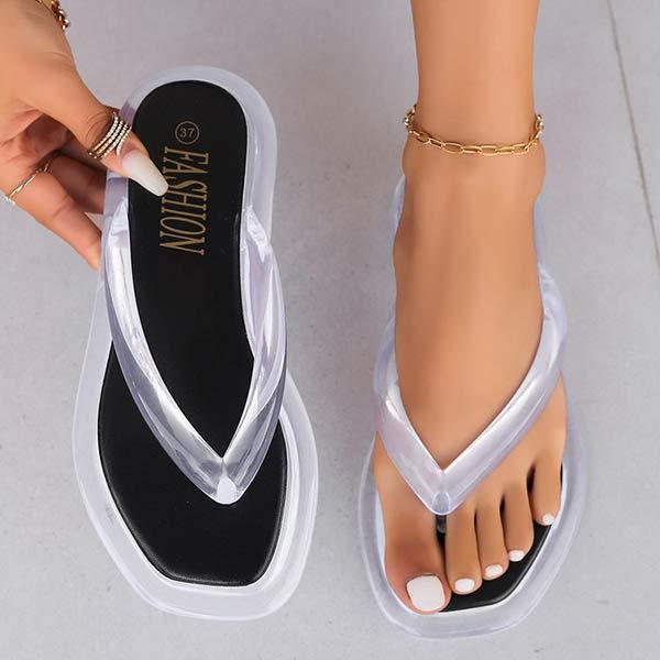 Women's Transparent Crystal Toe Ring Sandals - Chic and Elegant 56468563C
