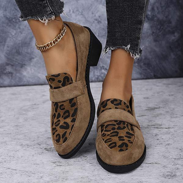 Women's Contrast Color Leopard Loafers 62081927C