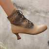 Women's Mid-Heel Suede Patchwork Ankle Martin Boots 36405403C