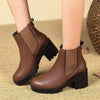 Women's Comfortable Slip-On Round Toe Chunky Heel Ankle Boots 63795563C