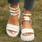 Women's Thick Sole Back Zipper Block Heel Hollow Sandals 45819420S