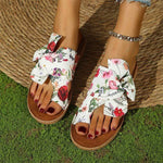 Women's Toe Loop Floral Bow Slide Sandals 06690194C