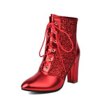 Women's Fashion Sequin-Patch High-Heel Ankle Boots 31166104C