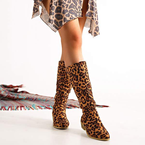 Women's Leopard Print Knee-High Boots 91739966C