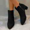 Women's Suede Chunky Heel Side-Zip High Heel Ankle Boots 67639735C