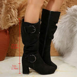 Women's Over-the-Knee Suede High Heel Fashion Boots with Belt Buckle 58823634C