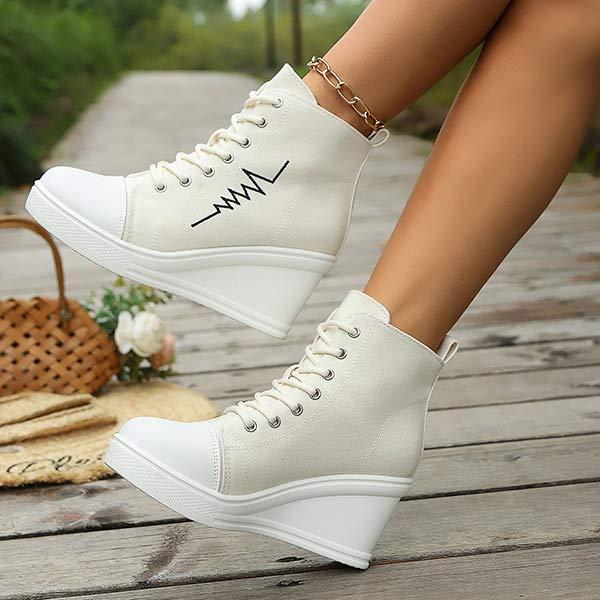 Women's Lace-Up Wedge Canvas Casual Shoes 65864246C