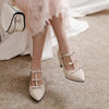 Women's Elegant Bow-Knotted Pearl-Embellished Chunky Pumps 37024074S