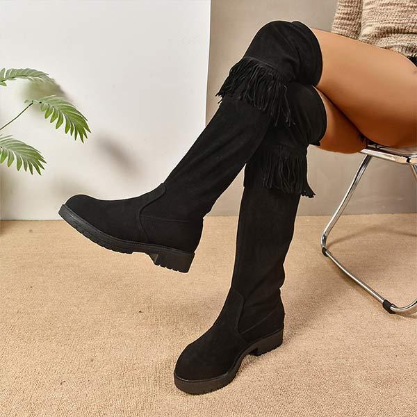 Women's Fashion Fringe Over-the-Knee Boots 63628714C