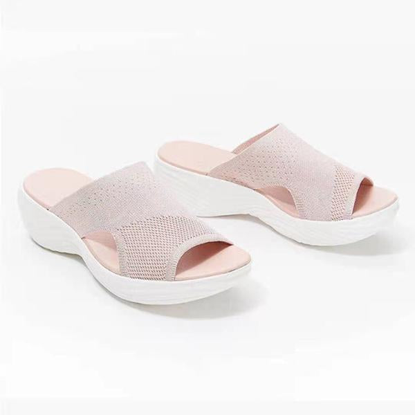 Women's Fish Mouth Mesh Thick Soled Slippers 27958133C