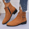 Women's Retro Chunky Heel Ankle Boots with Buckle Strap 66893818C