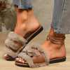 Women's Flat Belted Fur-Lined Slippers 96239205C