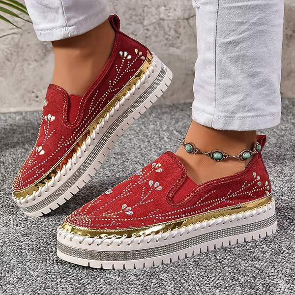 Women's Rhinestone Platform Platform Loafers 52716236C