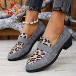 Women's Contrast Color Leopard Loafers 62081927C