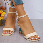 Women's Floral Pattern Fashion Block Heel Sandals 20536933S