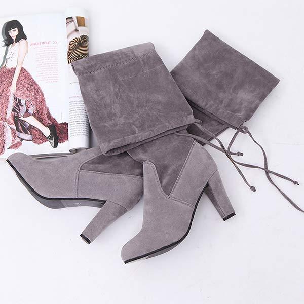 Women's Suede Block Heel Over-the-Knee Boots 46917420C