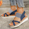 Women's Slip-On Elastic Strap Platform Wedge Sandals 75672827C