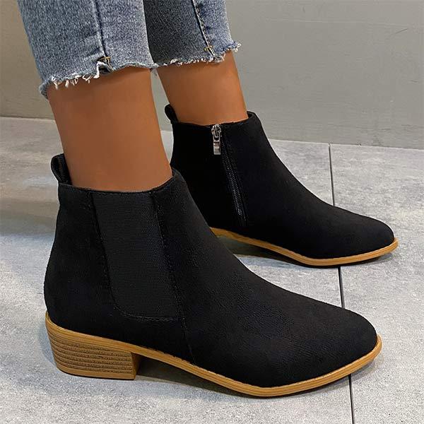 Women's Chunky Heel Ankle-Length Pull-On Chelsea Boots 41948753C